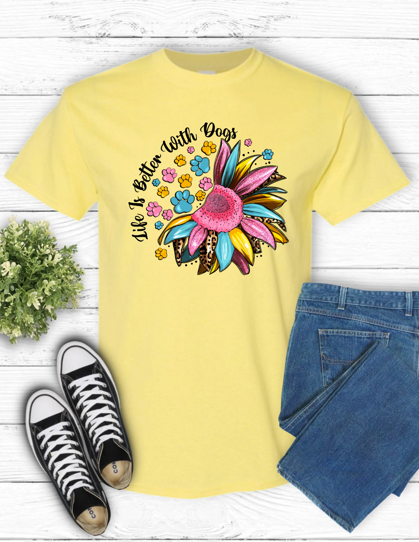 Life is better with Dogs (light yellow)